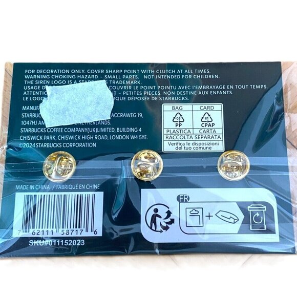 NWT Starbucks Enamel Pin Set Europe Exclusive Cold Cups 3 Pieces Limited Edition - Picture 3 of 11
